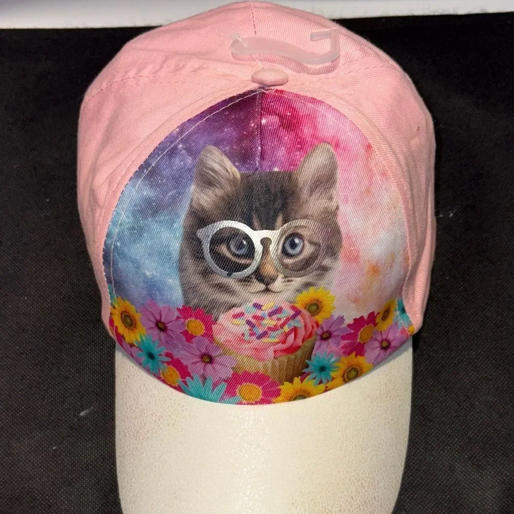 No Boundaries Pink Cat and Flowers Hat